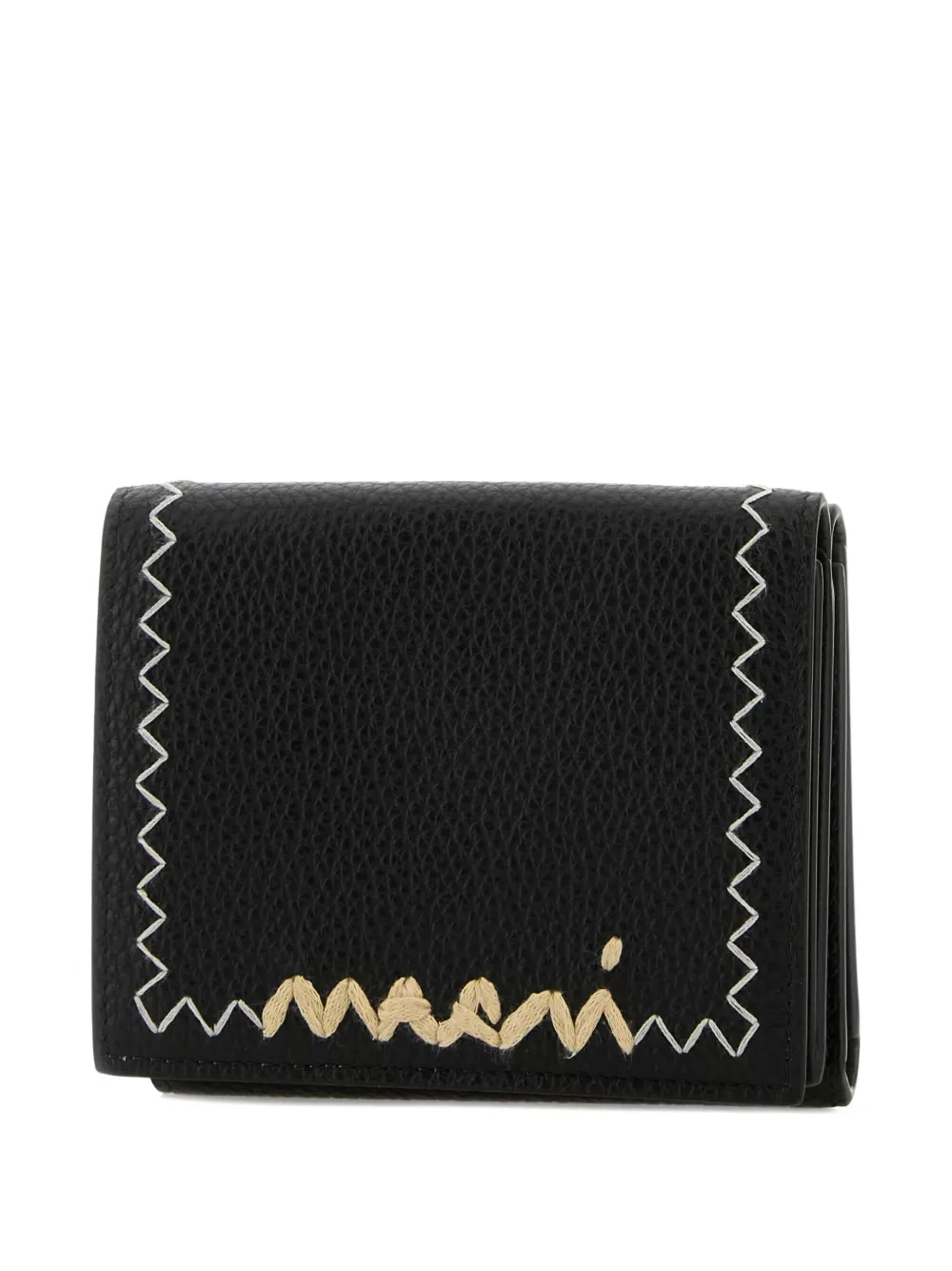 Marni embroidered leather wallet Zwart