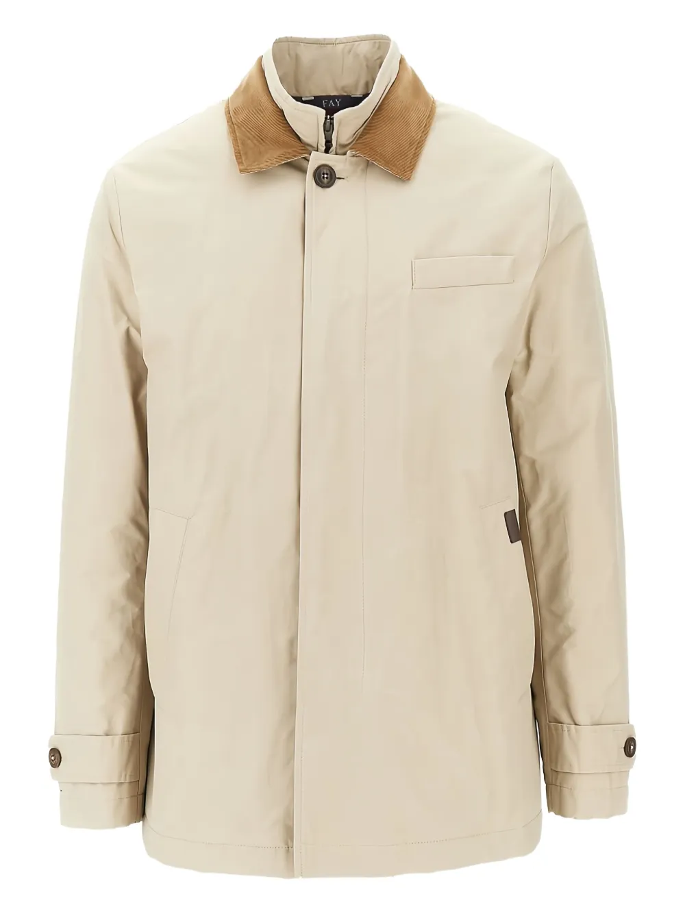 Fay corduroy-collar long-sleeve jacket Beige
