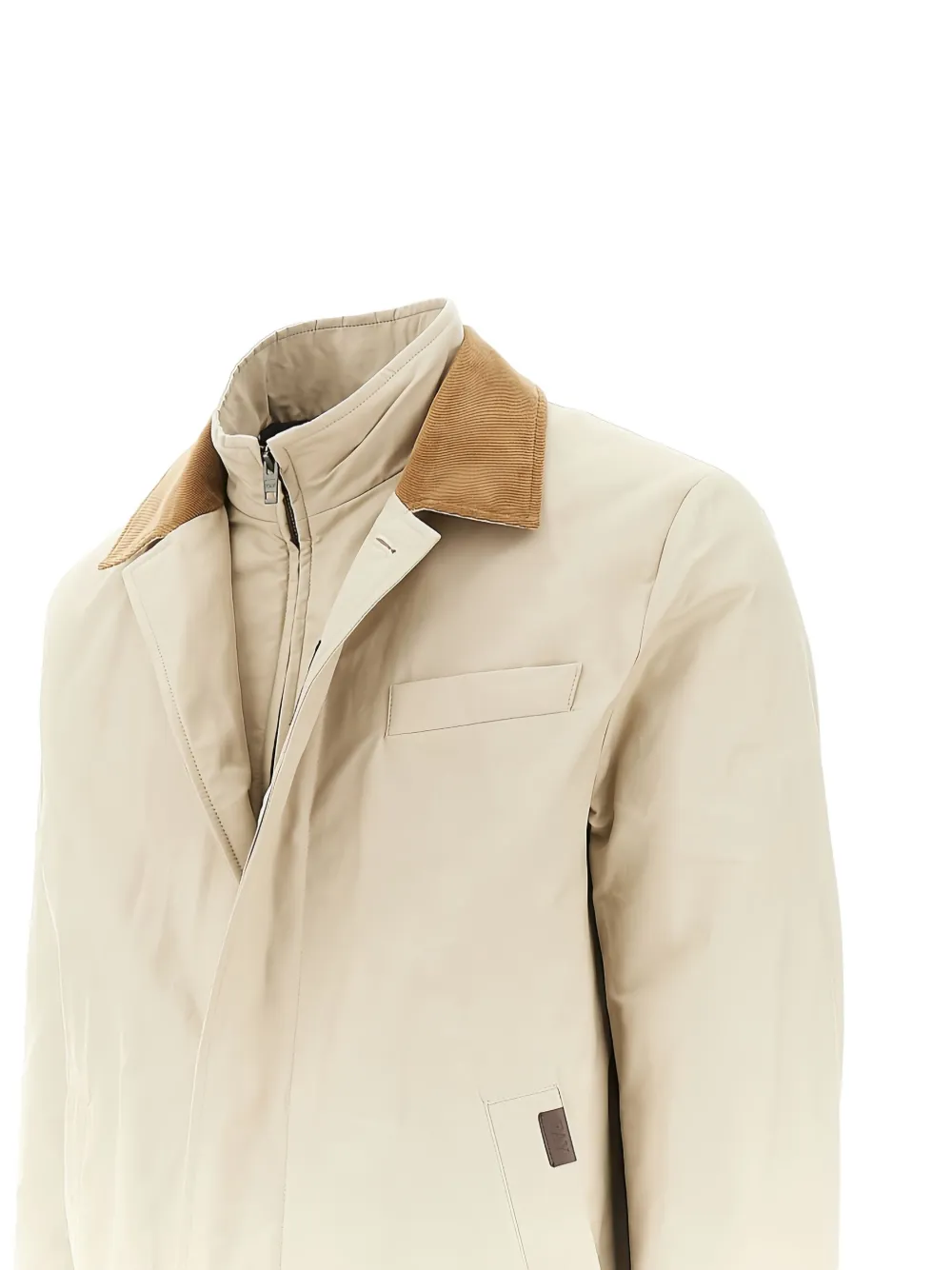 Fay Jack met ribfluwelen kraag en lange mouwen Beige