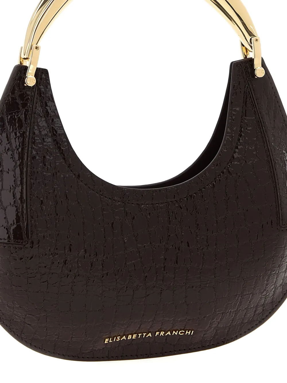 Elisabetta Franchi small Hobo crocodile-effect metal-top-handle shoulder bag Bruin