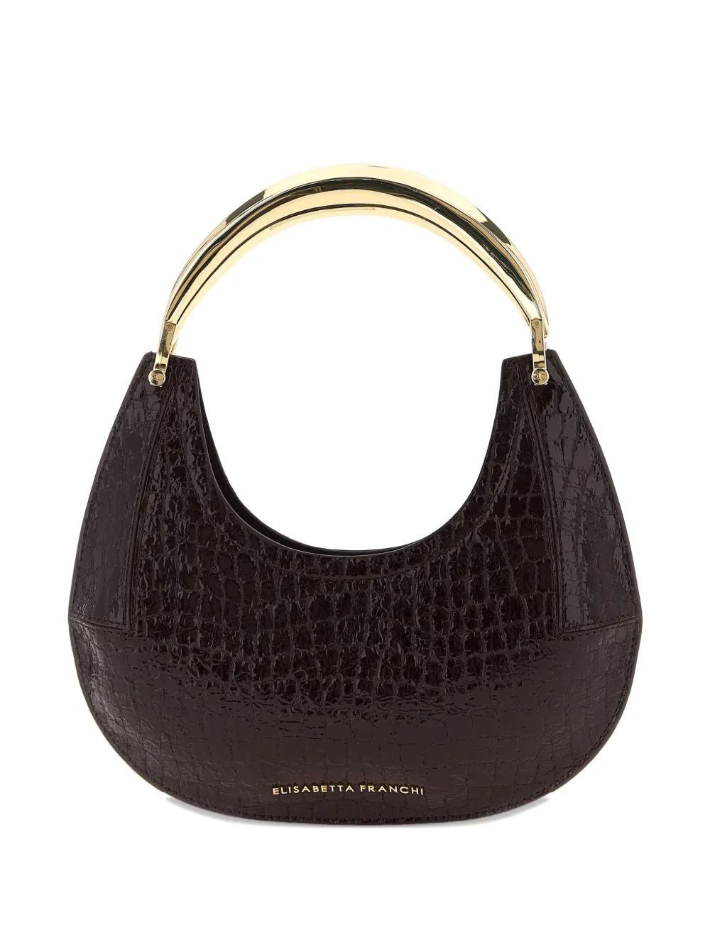 Elisabetta Franchi small Hobo crocodile-effect metal-top-handle shoulder bag Bruin
