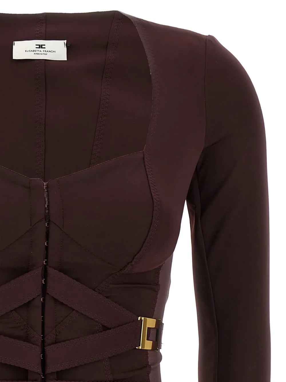 Elisabetta Franchi tulle-insert bustier top Rood