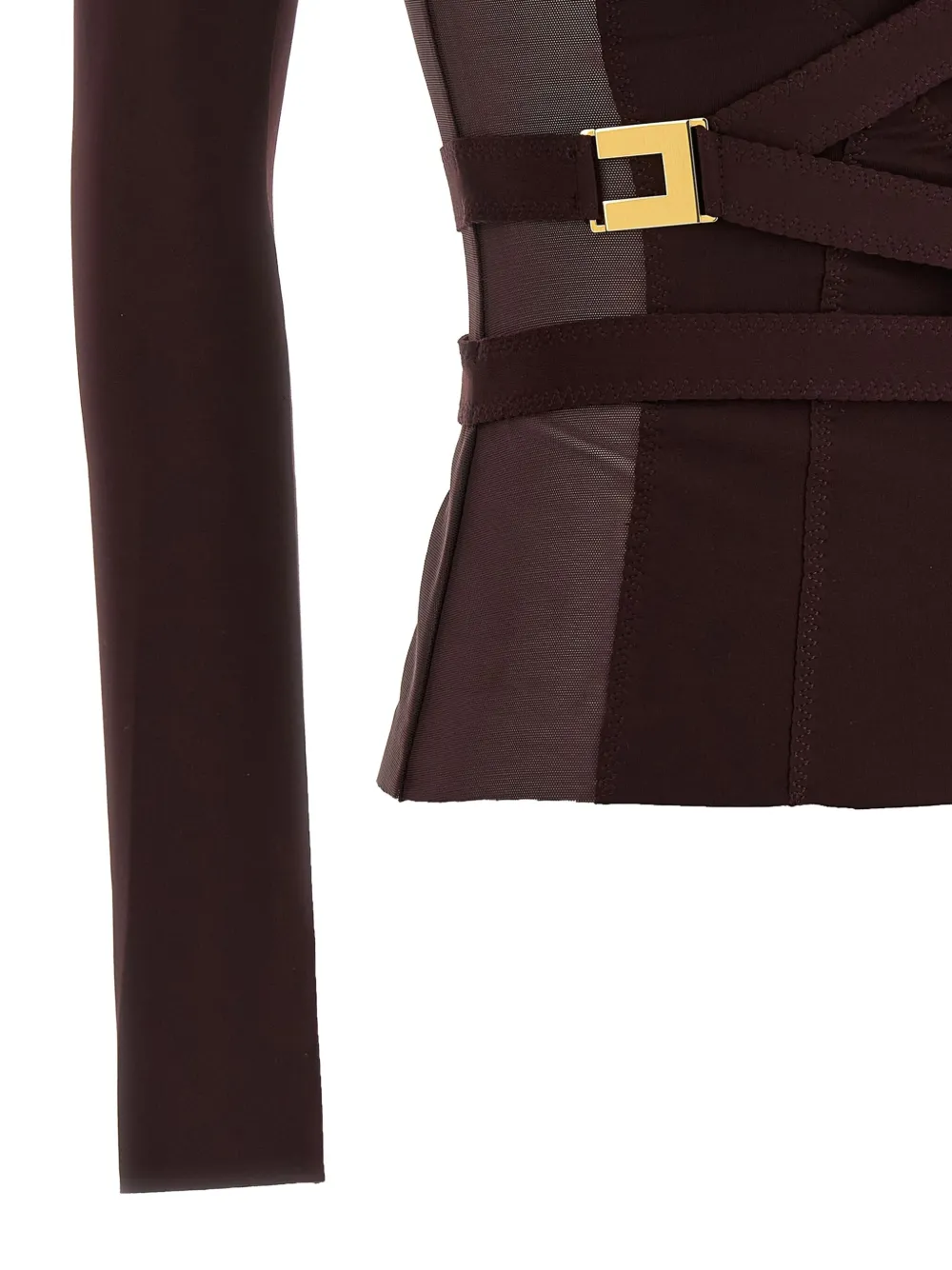 Elisabetta Franchi tulle-insert bustier top Rood