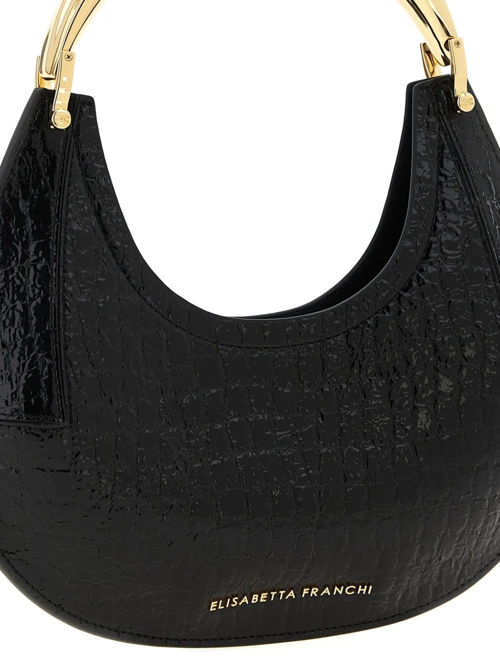 Elisabetta Franchi crocodile-print half-moon shoulder bag Zwart