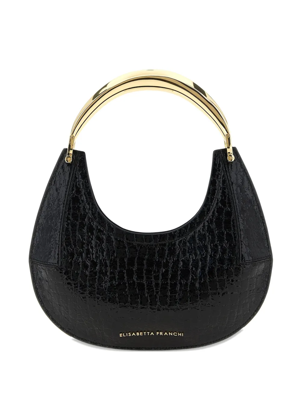 Elisabetta Franchi crocodile-print half-moon shoulder bag Zwart