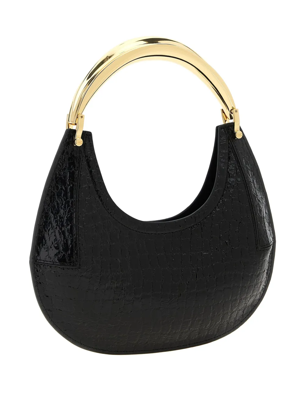 Elisabetta Franchi crocodile-print half-moon shoulder bag Zwart