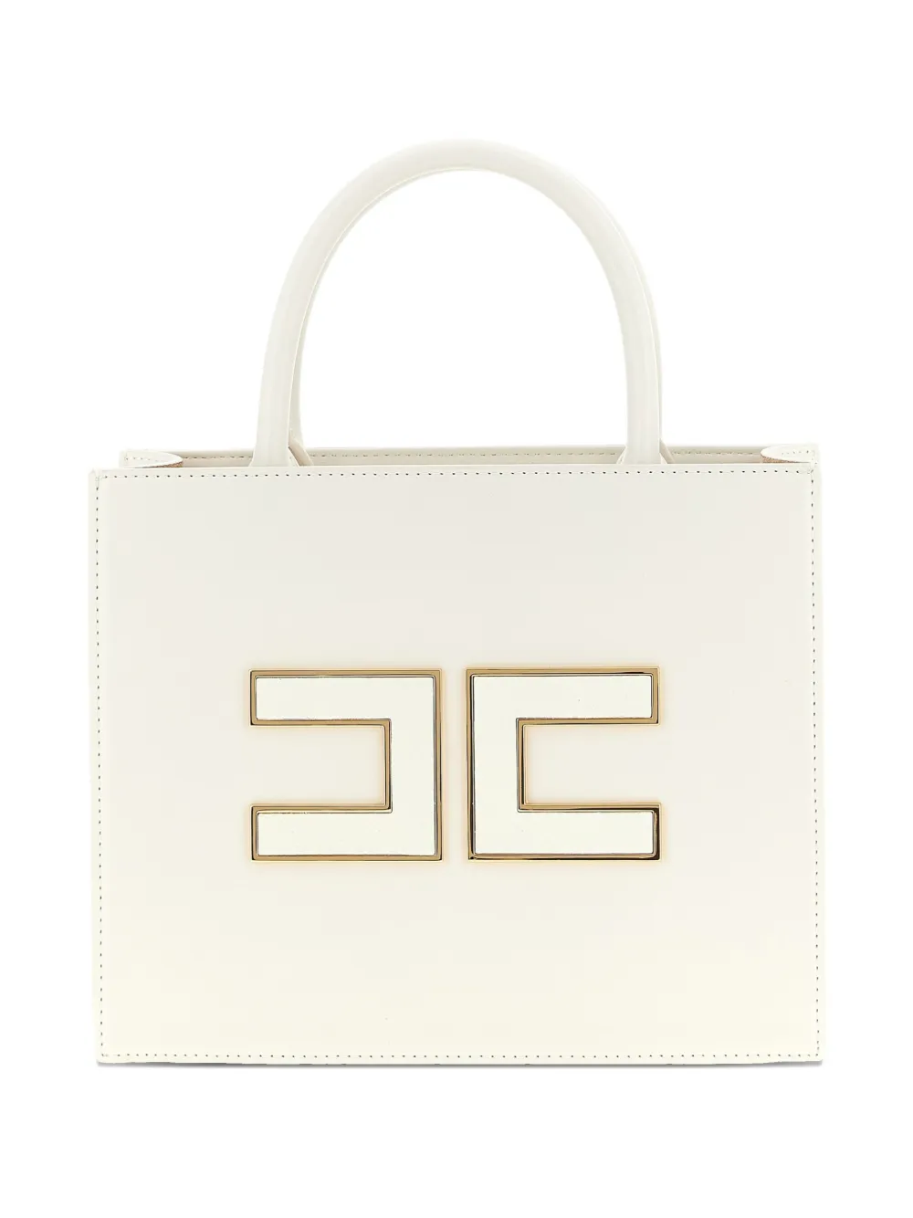 Elisabetta Franchi logo-plaque tote bag Beige