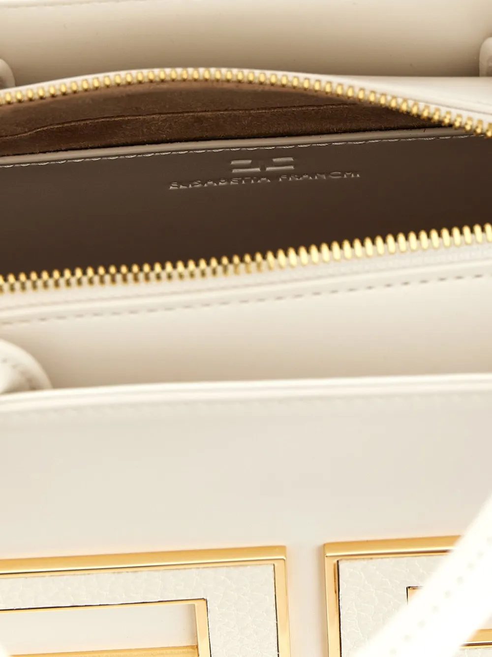 Elisabetta Franchi logo-plaque tote bag Beige
