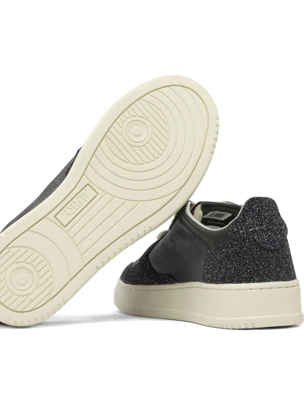 Autry Medalist glitter-detail leather sneakers Black