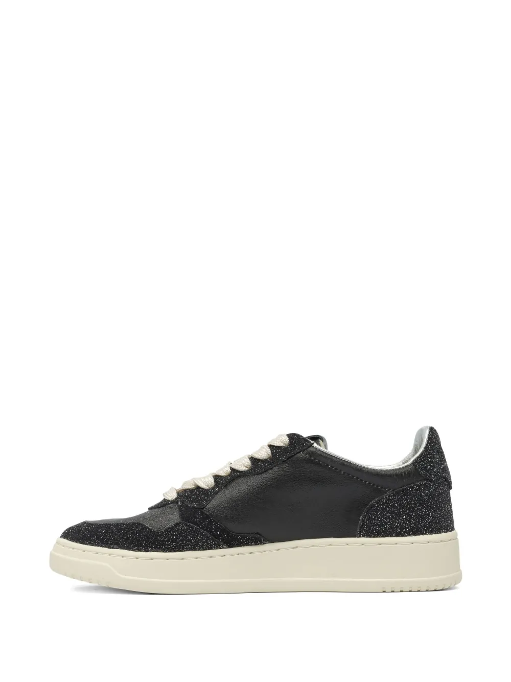 Autry Medalist glitter-detail leather sneakers Black