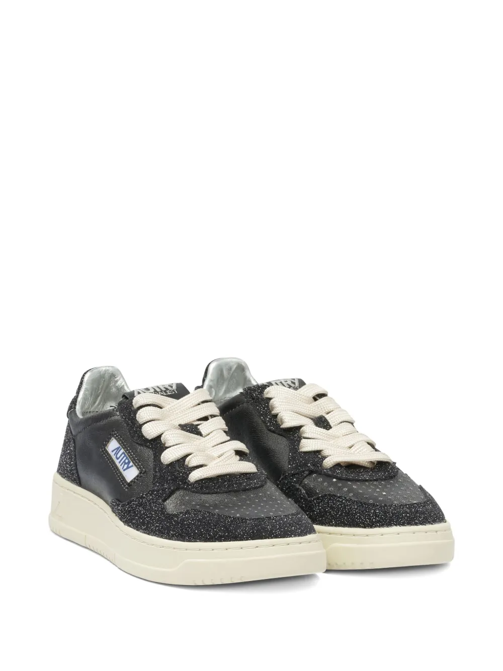 Autry Medalist glitter-detail leather sneakers Black