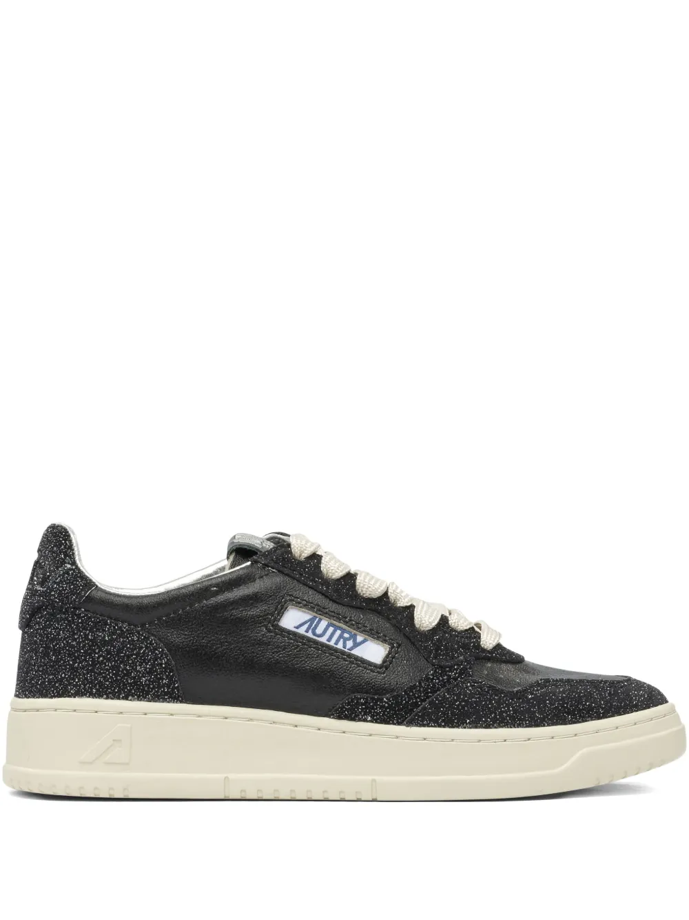 Autry Medalist glitter-detail leather sneakers Black