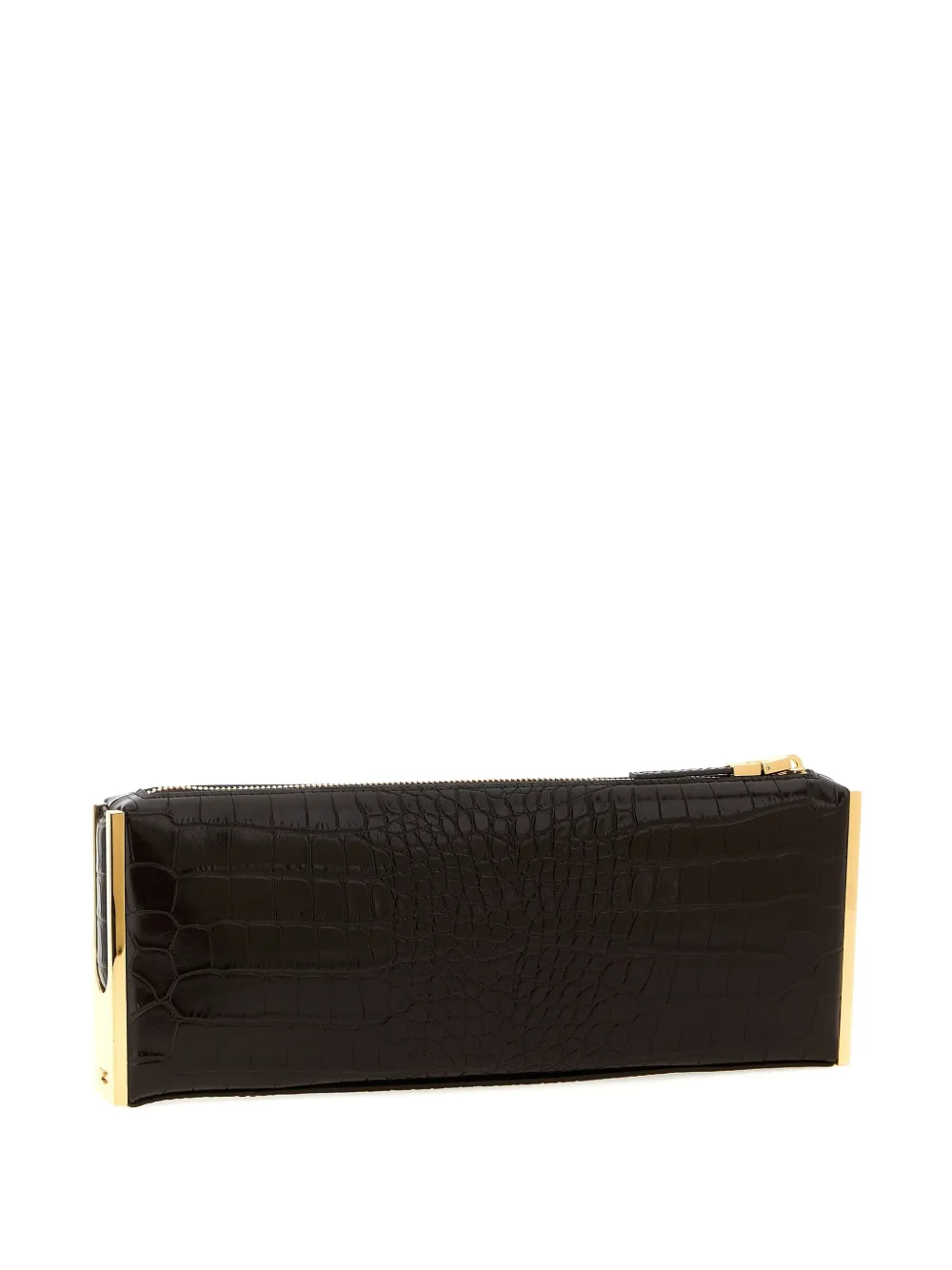 Elisabetta Franchi Kleine clutch met krokodillen-effect - Bruin