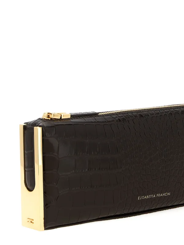 Elisabetta Franchi Small crocodile-embossed Clutch Bag Brown FARFETCH