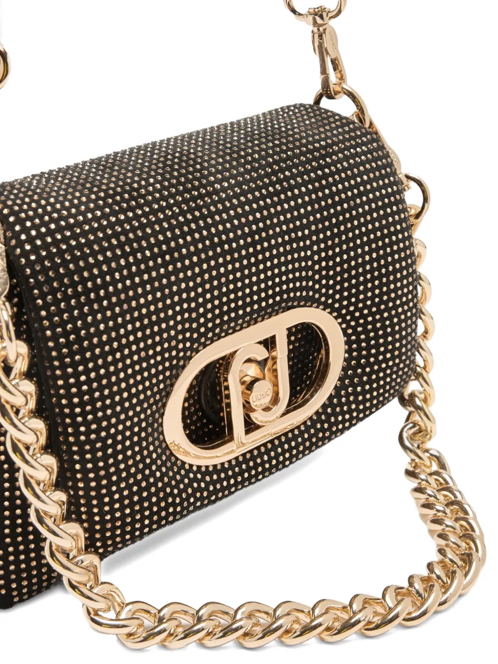 LIU JO Small LaPuffy bag with rhinestones Zwart