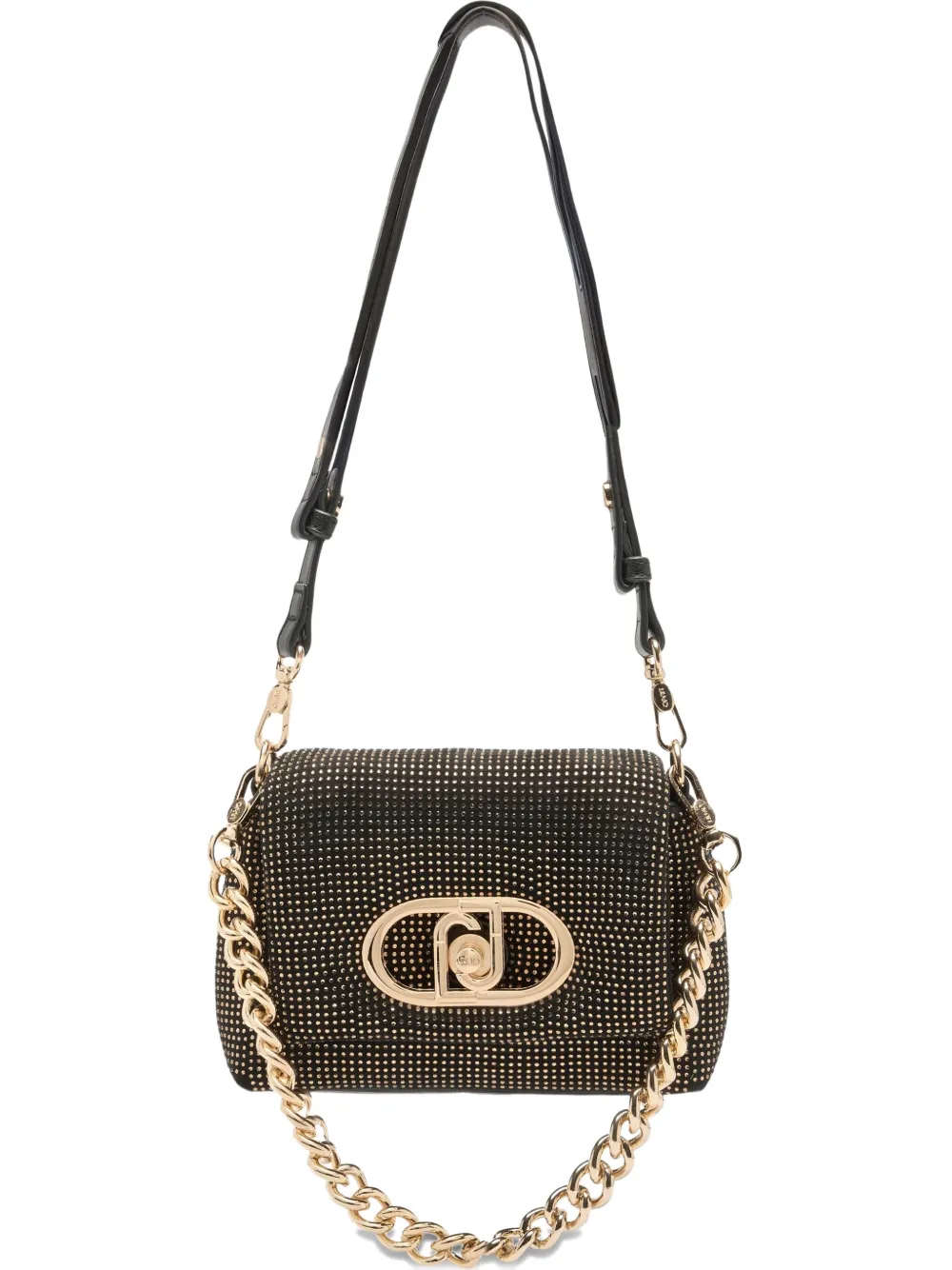 Liu •jo Small Lapuffy Bag With Rhinestones In Black