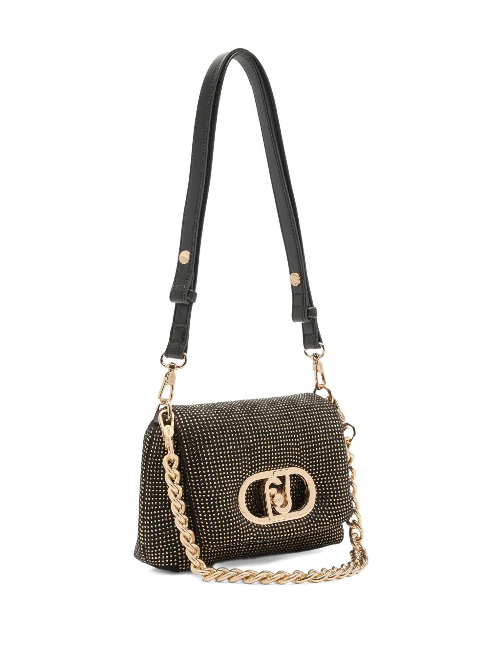 LIU JO Small LaPuffy bag with rhinestones Zwart