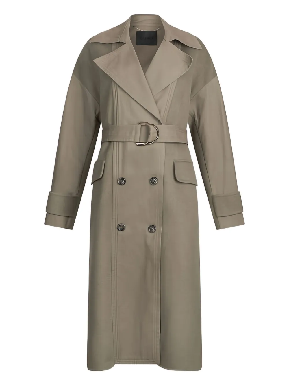 Liu •jo Double-breasted Belted Trench Coat In Gray