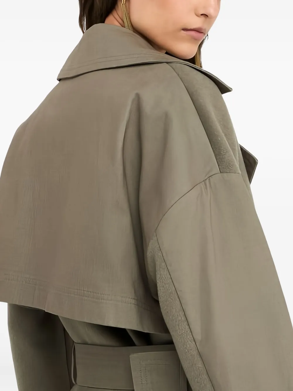 Liu •jo Double-breasted Belted Trench Coat In Gray