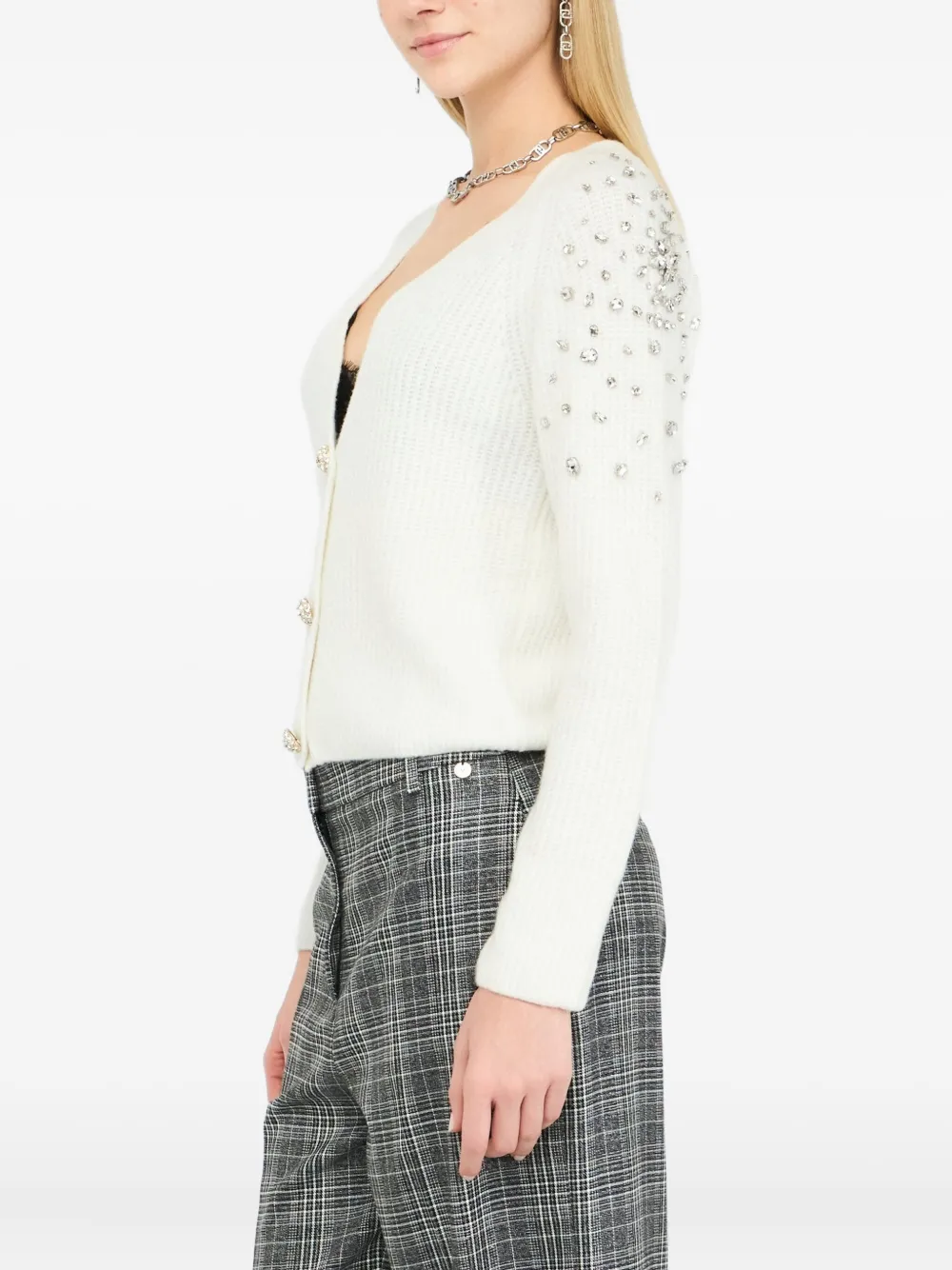 LIU JO Wool cardigan with gemstones