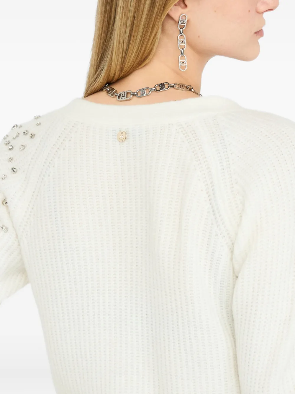 LIU JO Wool cardigan with gemstones