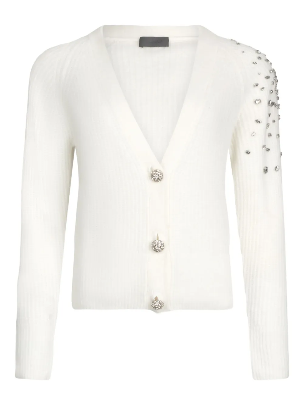 Liu •jo Wool Cardigan With Gemstones In White