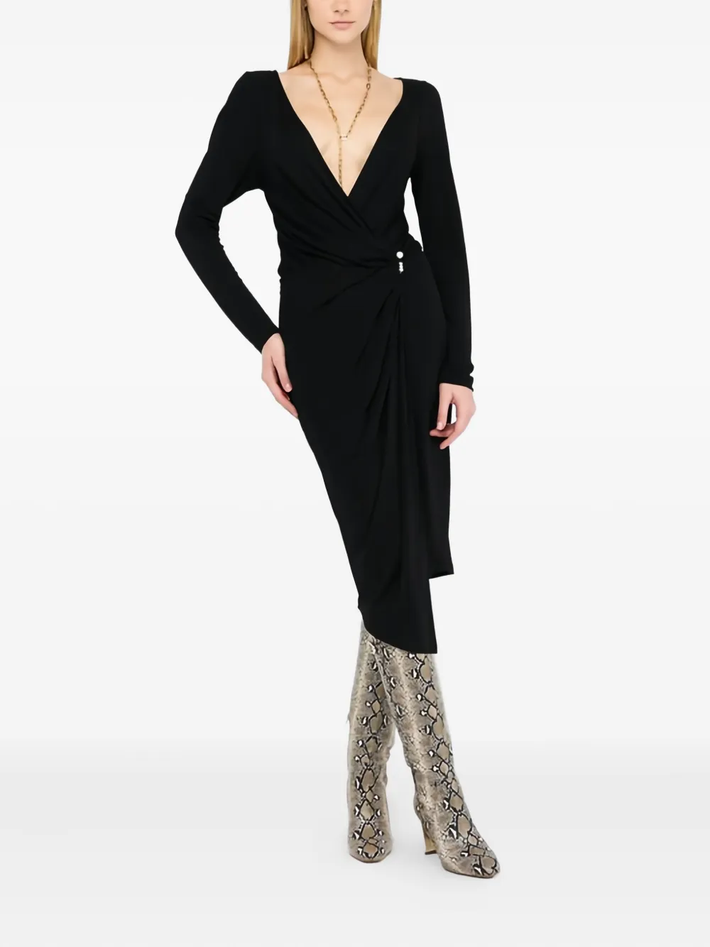 LIU JO draped bejewelled dress - Zwart