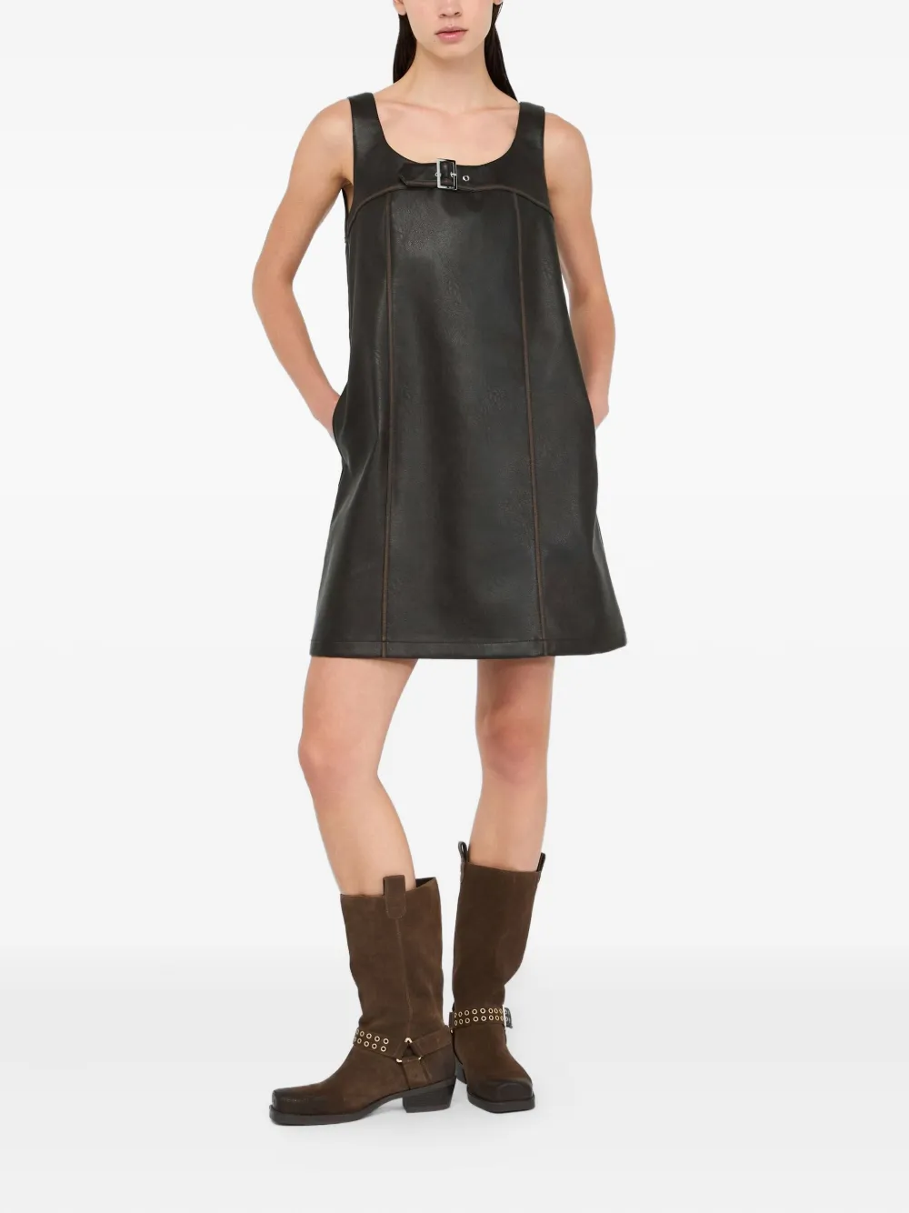 LIU JO Short coated fabric dress Bruin