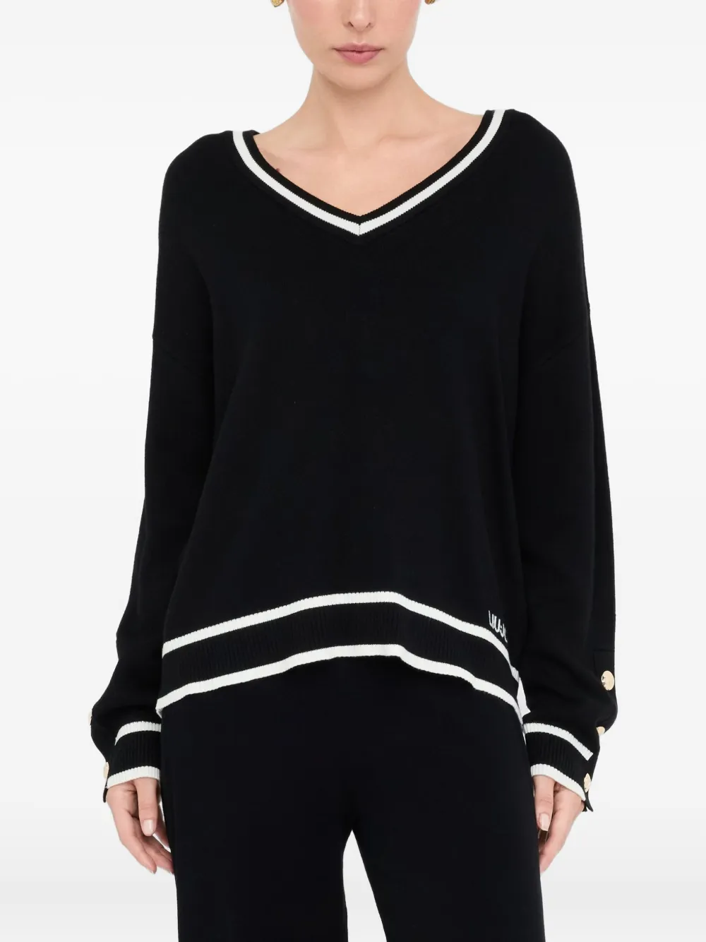 Liu •jo Silk-blend Jumper In Black