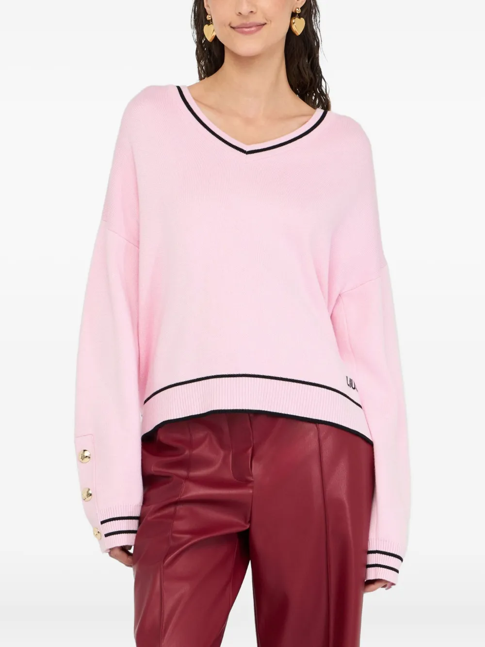 LIU JO Silk-blend jumper Roze