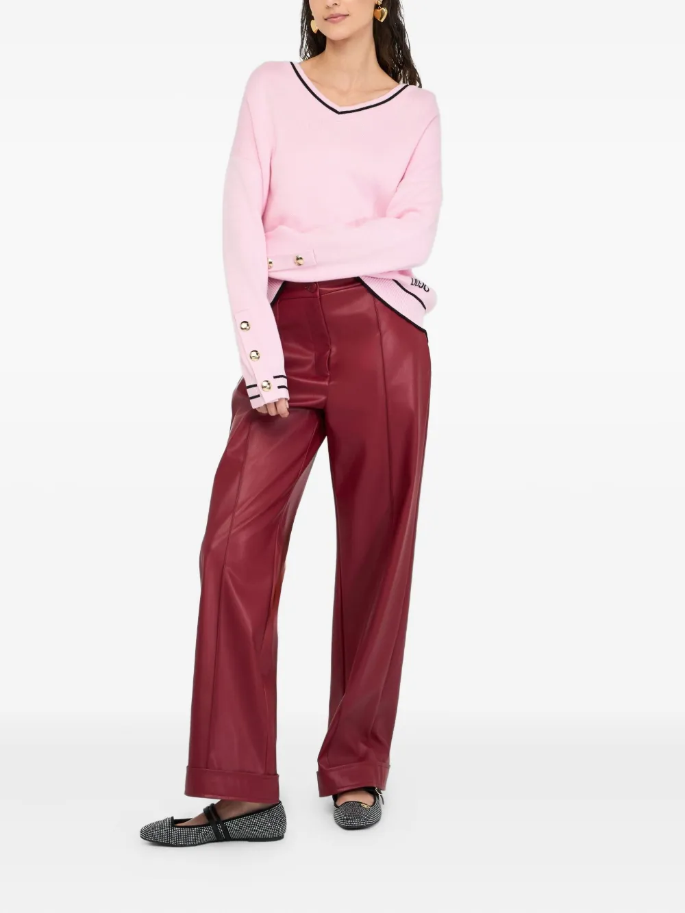 LIU JO Silk-blend jumper Roze