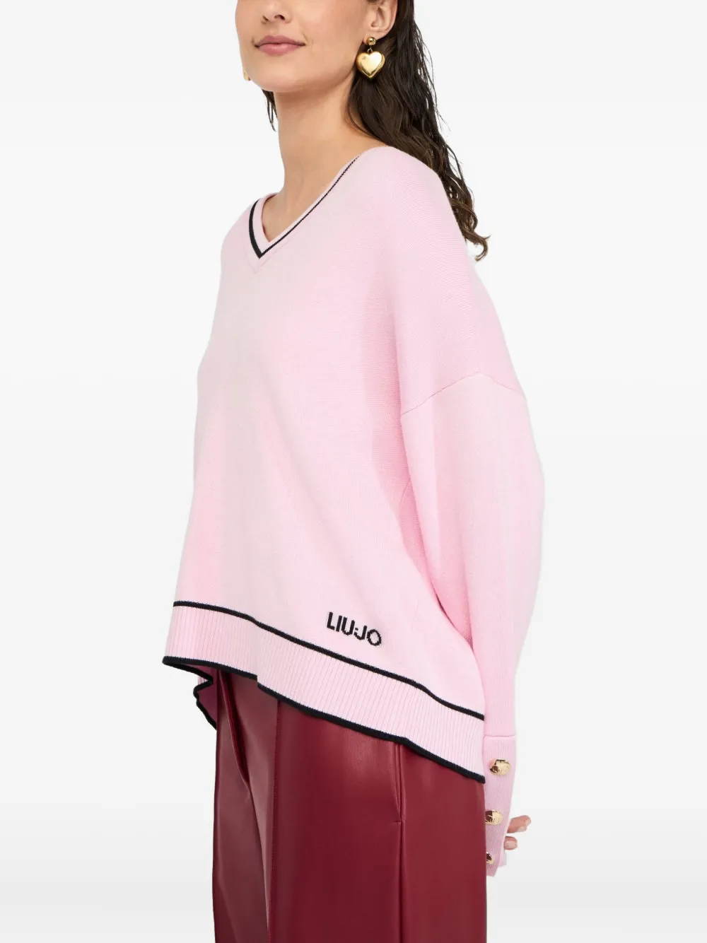 LIU JO Silk-blend jumper Roze