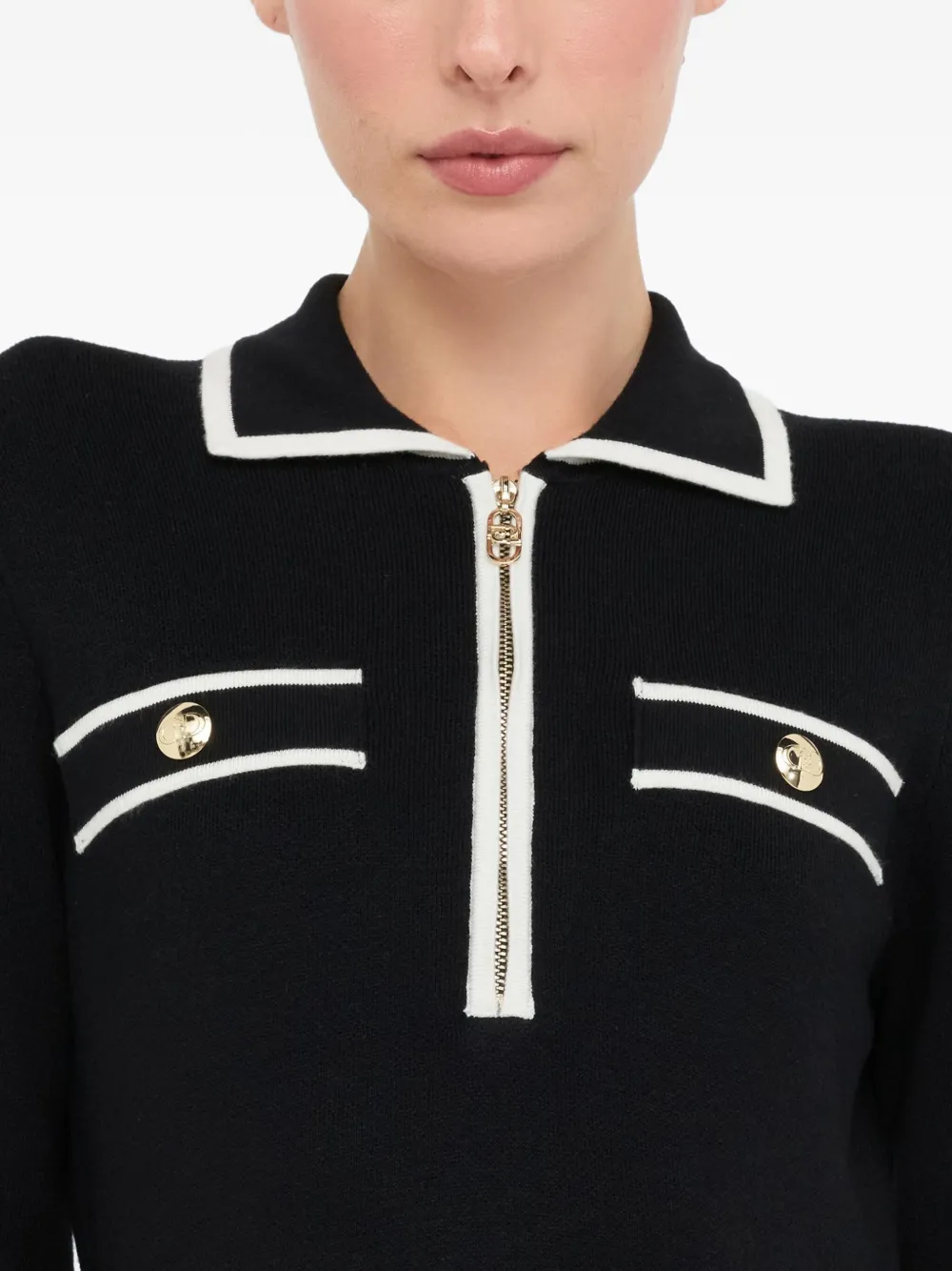 LIU JO Silk-blend knit dress Zwart