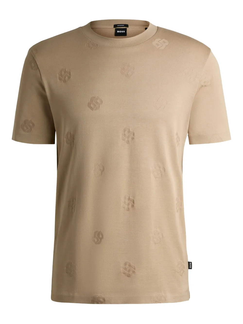 BOSS T-shirt met logo-reliëf Bruin