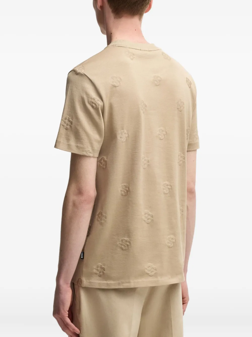 BOSS T-shirt met logo-reliëf Bruin