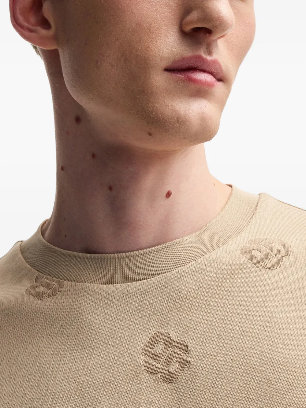 BOSS T-shirt met logo-reliëf Bruin