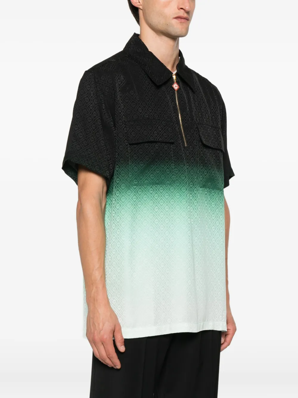 Casablanca Poloshirt met rits en textuur Zwart