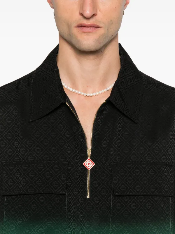 Casablanca ジップアップ ポロシャツ | ブラック | FARFETCH JP