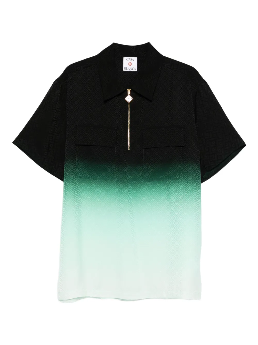 Casablanca Poloshirt met rits en textuur Zwart