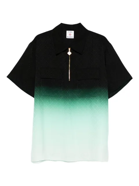 Casablanca zip-front textured polo shirt