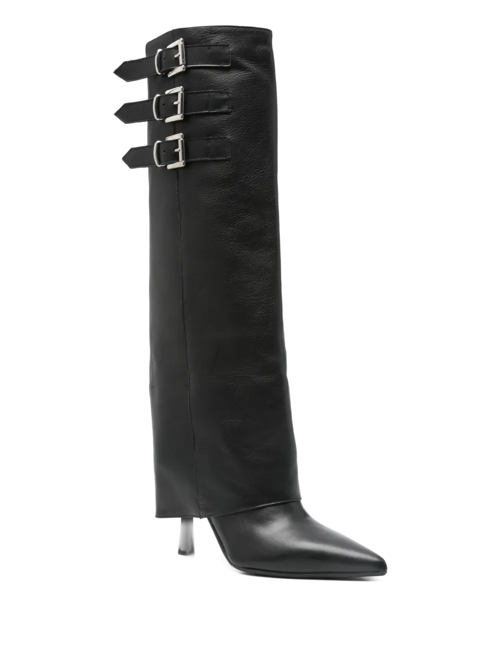 Gisel Moire 90mm buckle-detail calf-leather boots Black