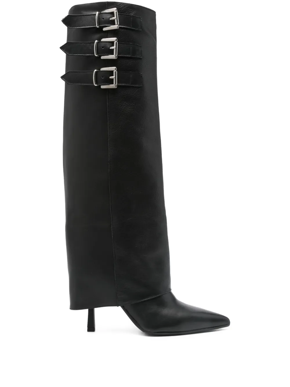 Gisel Moire 90mm buckle-detail calf-leather boots Black