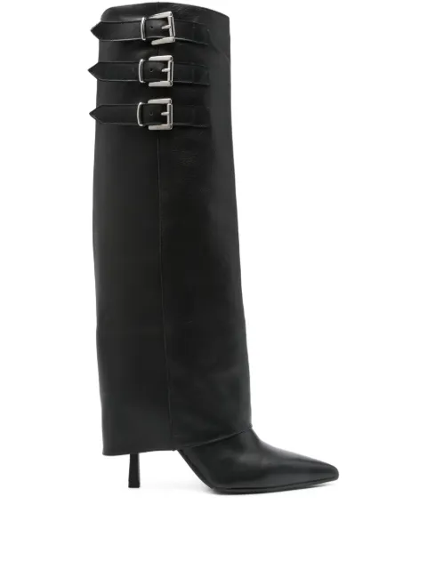 Gisel Moire 90mm buckle-detail calf-leather boots