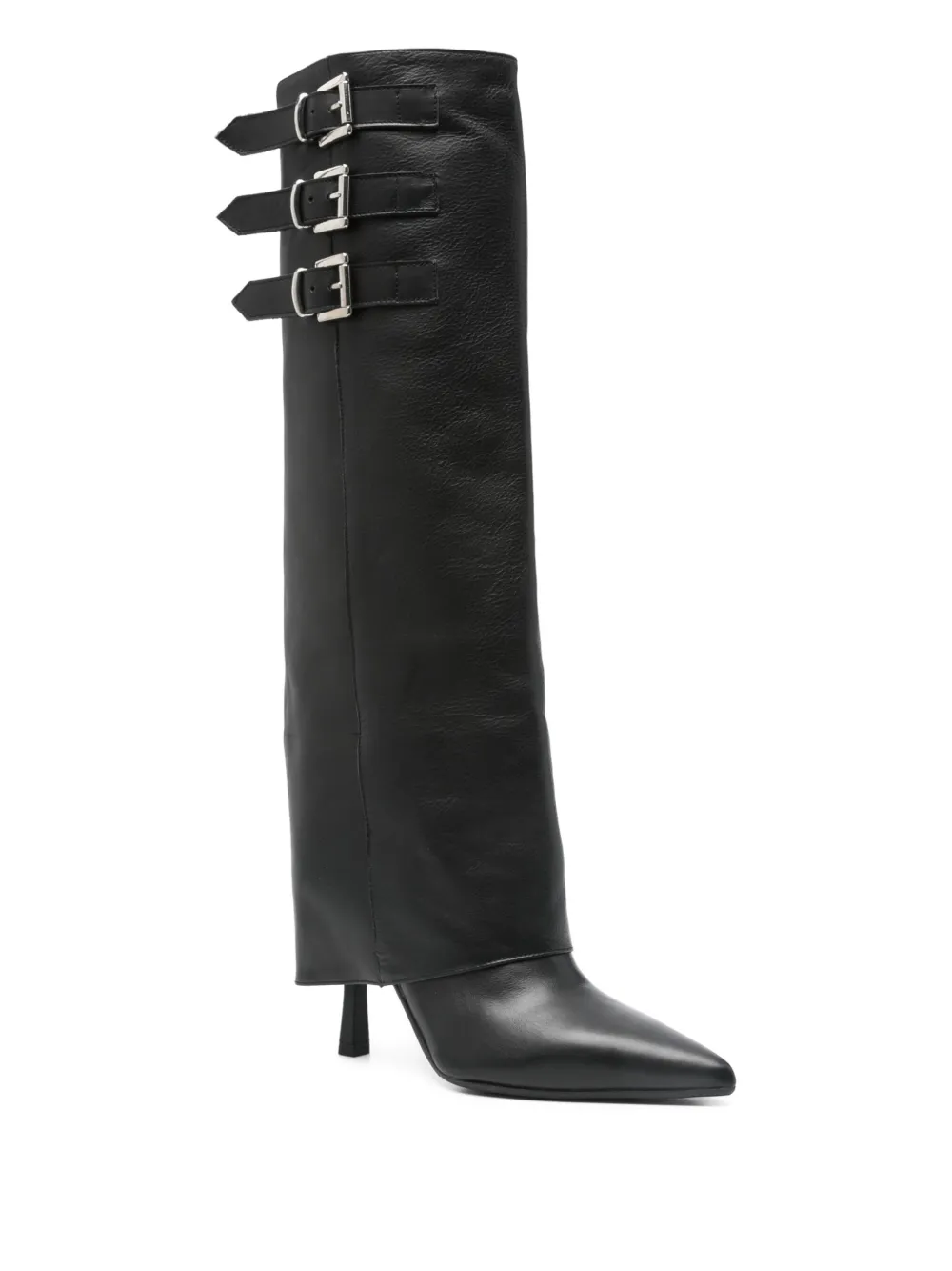 Gisel Moire 90mm buckle-detail calf-leather boots Black