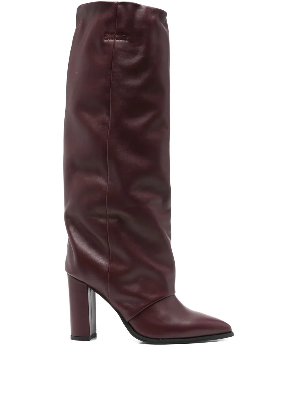 Gisel Moire 90mm pointed leather boots Red