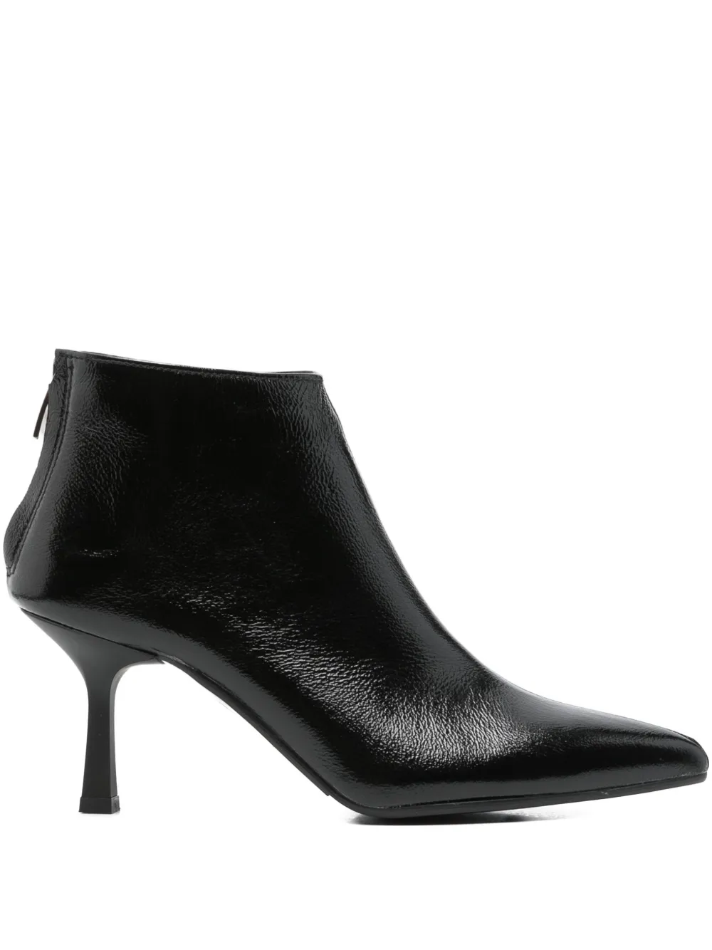 Gisel Moire 75mm pointed-toe leather boots Black