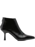 Gisel Moire 75mm pointed-toe leather boots - Black