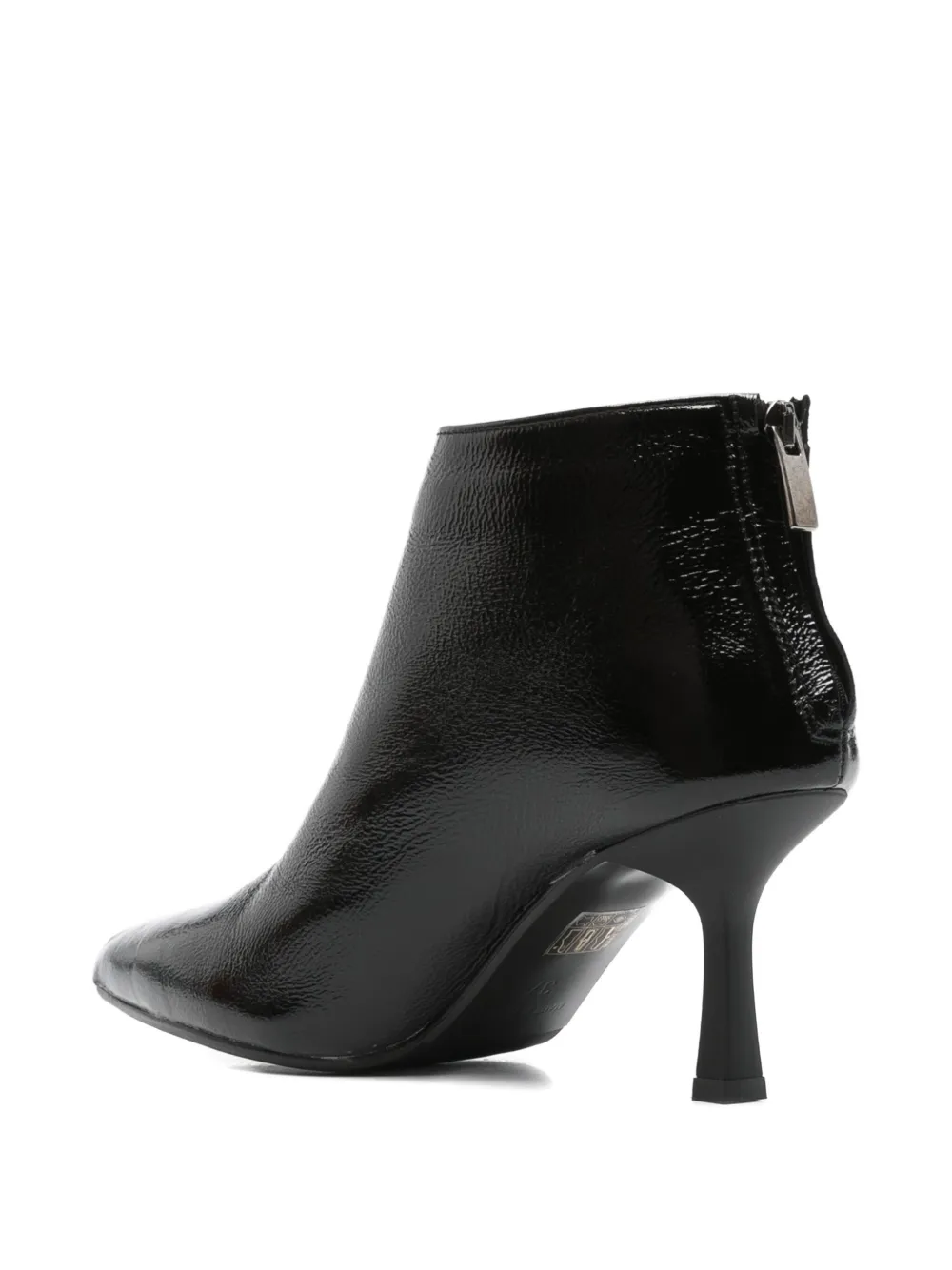 Gisel Moire 75mm pointed-toe leather boots Black
