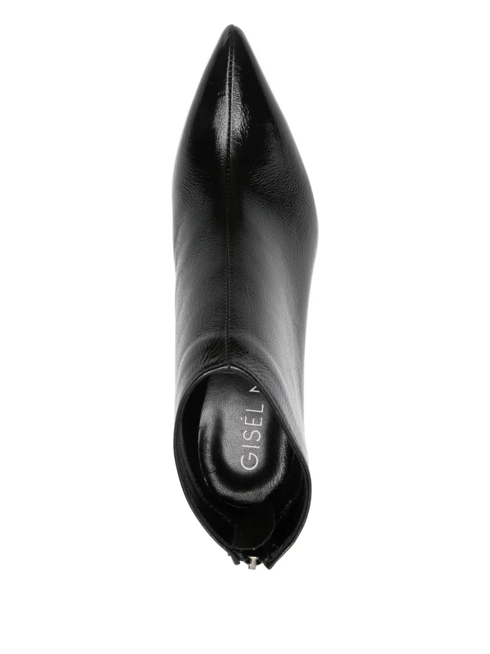 Gisel Moire 75mm pointed-toe leather boots Black