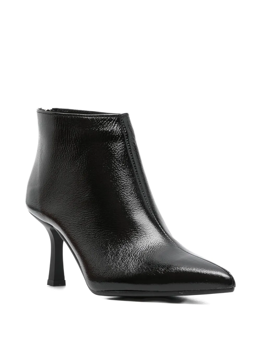 Gisel Moire 75mm pointed-toe leather boots Black